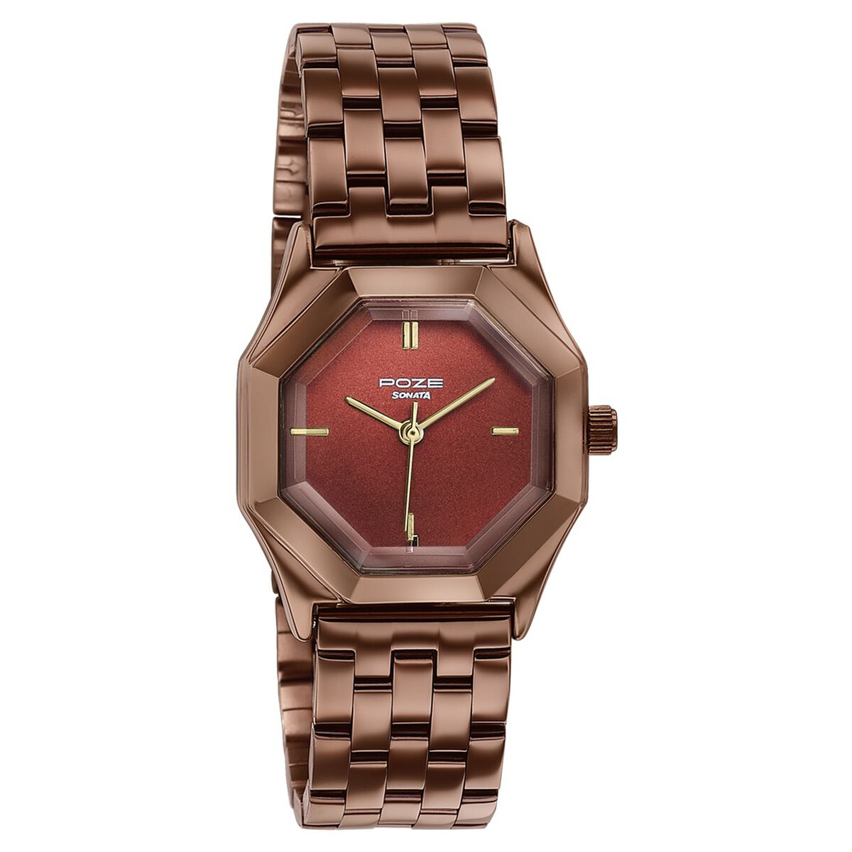 Poze By Sonata Quartz Analog Brown Dial Brown Metal Strap Watch For Women 3