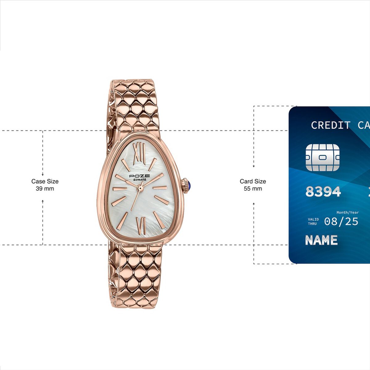 Sonata Poze Quartz Analog Mother of Pearl Dial Rose Gold Metal Strap Watch For Women 4