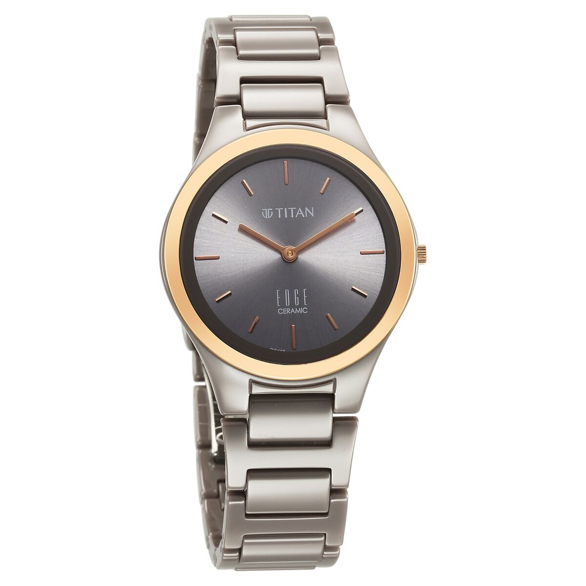 Titan Edge Ceramic Quartz Analog Grey Dial Ceramic Strap Watch For Women 1