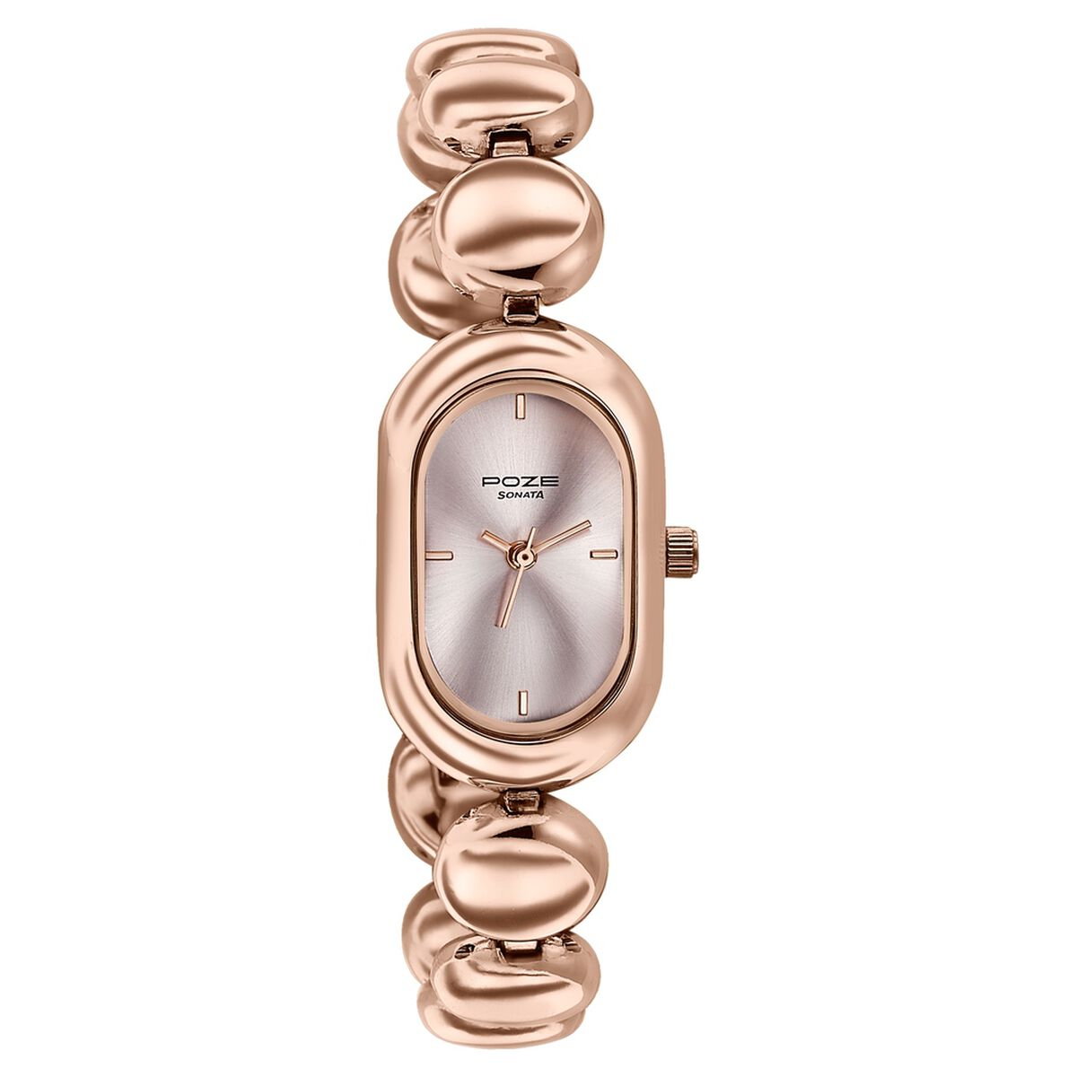 Poze By Sonata Quartz Analog Pink Dial Rose Gold Metal Strap Watch For Women 3