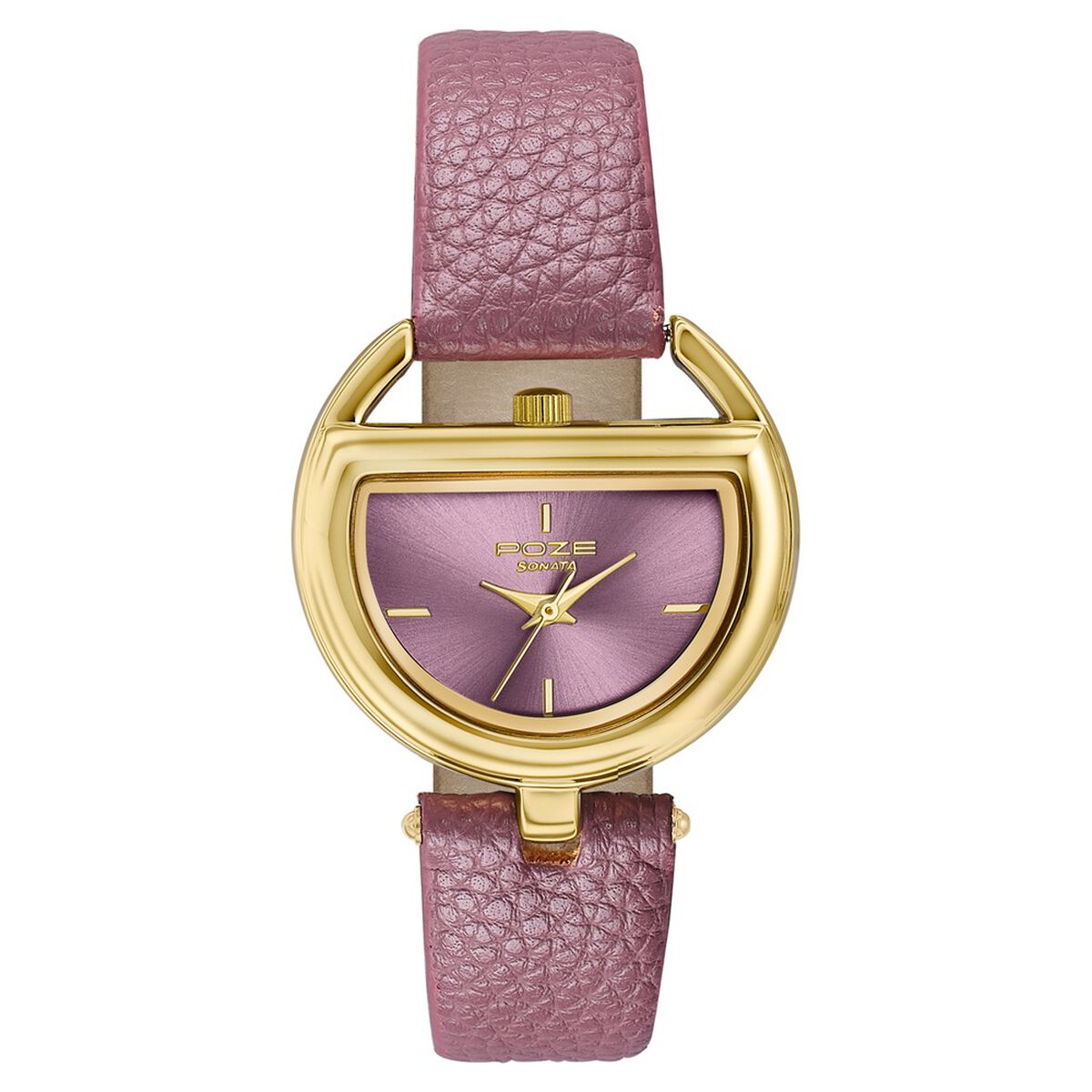 Poze By Sonata Quartz Analog Purple Dial Purple PU Leather Strap Watch For Women 2