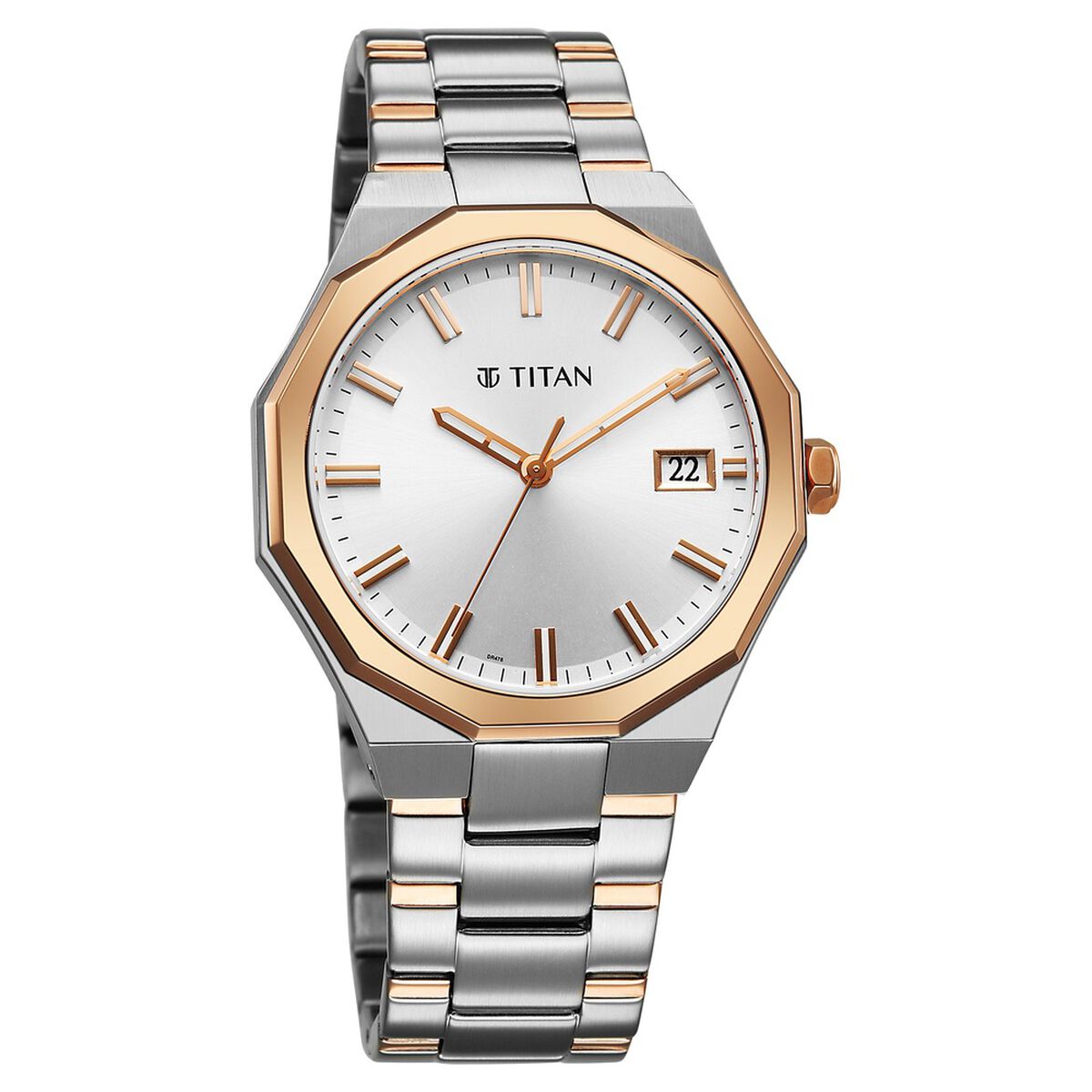 Titan Regalia Dodecagon Quartz Analog with Date Silver Dial Two Toned Stainless Steel Strap Watch For Men 3