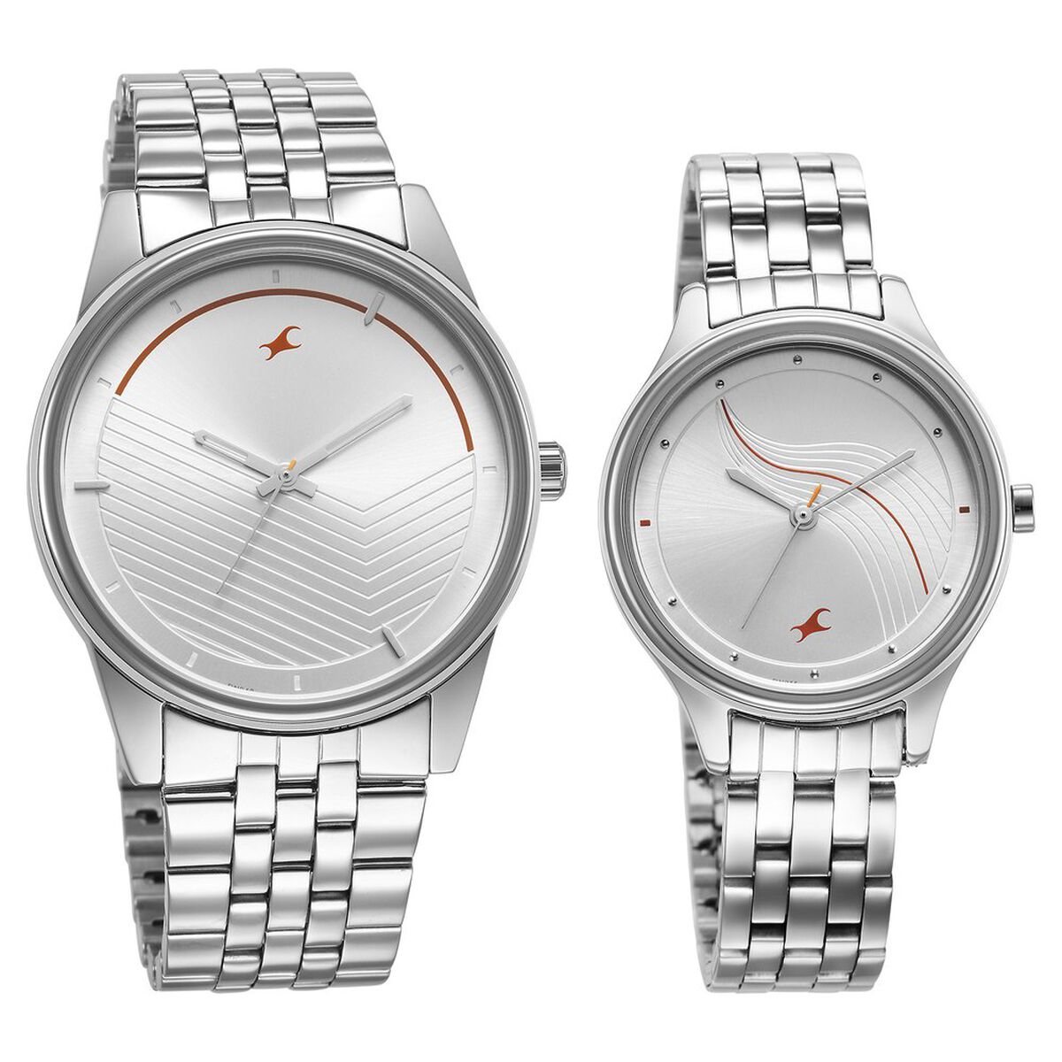 Fastrack Mixmatched Quartz Analog Silver Dial Silver Stainless Steel Strap Watch for Couple 2