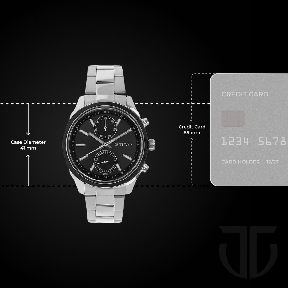 Titan Men's Metropolitan Luxe: Multifunction dark grey Dial with Two-Tone Stainless Steel Bracelet Watch 3