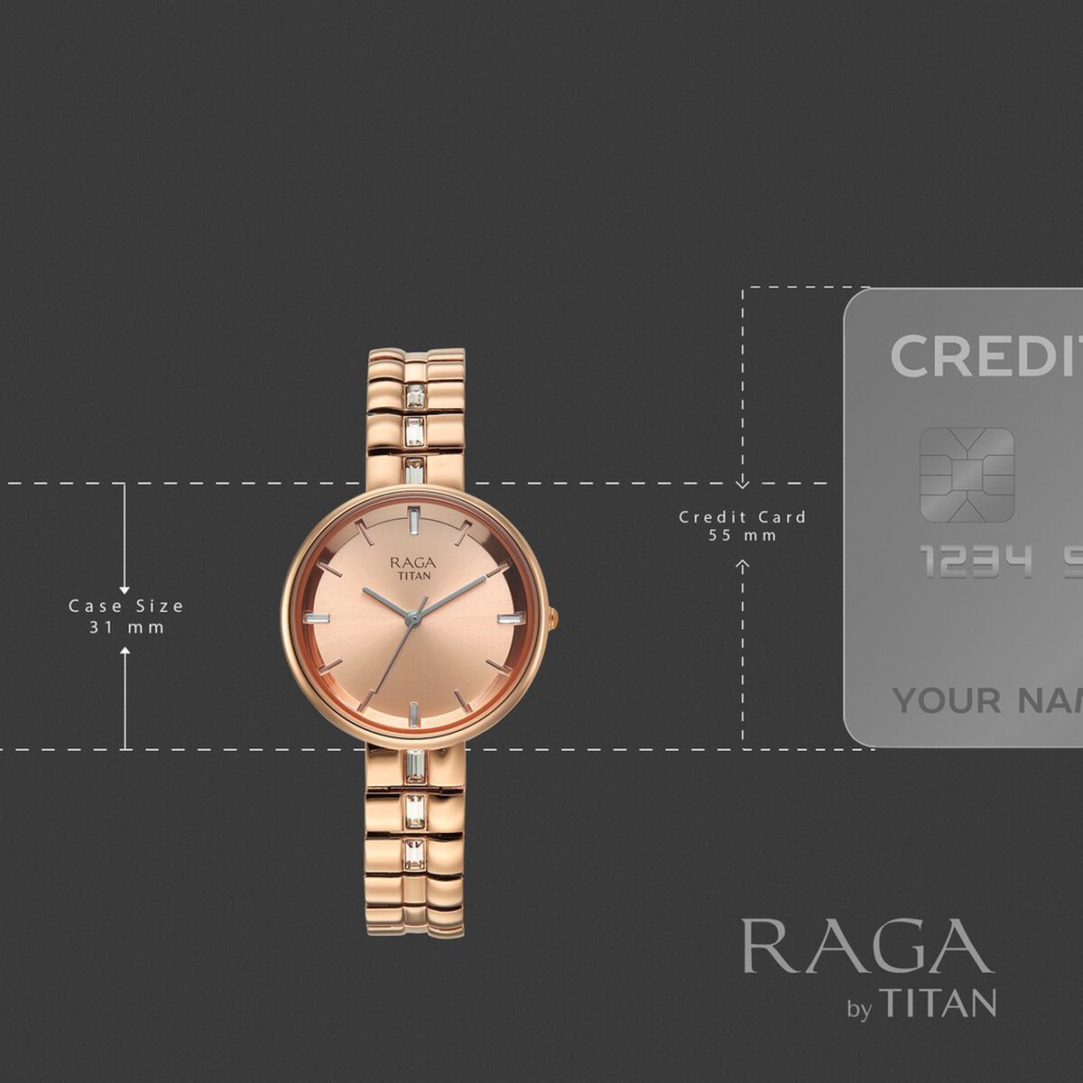 Titan Raga Contempore Quartz Analog Rose Gold Dial Rose Gold Metal Strap Watch For Women 4