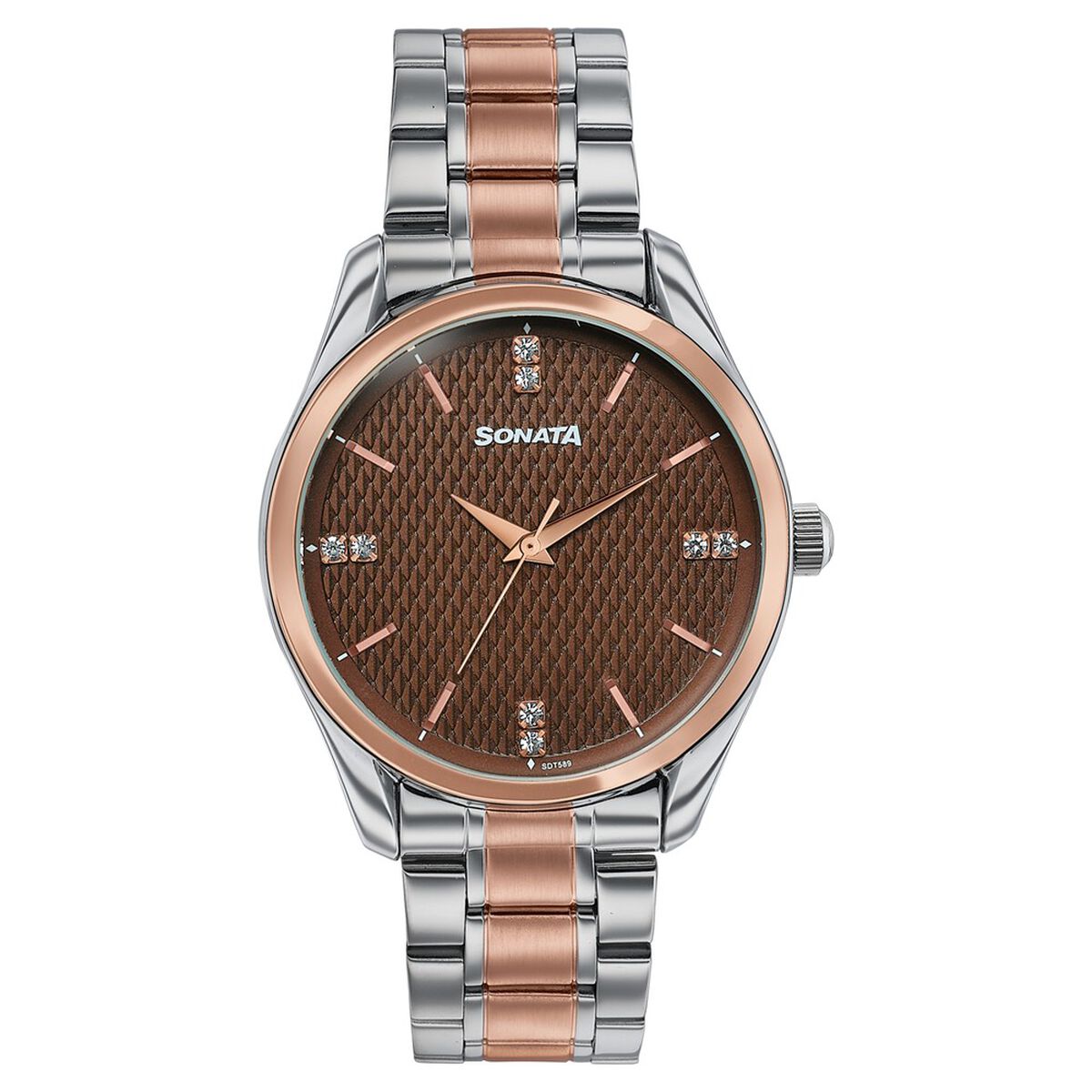 Sonata Jashn Quartz Analog Brown Dial Two Toned Metal Strap Watch For Men 1