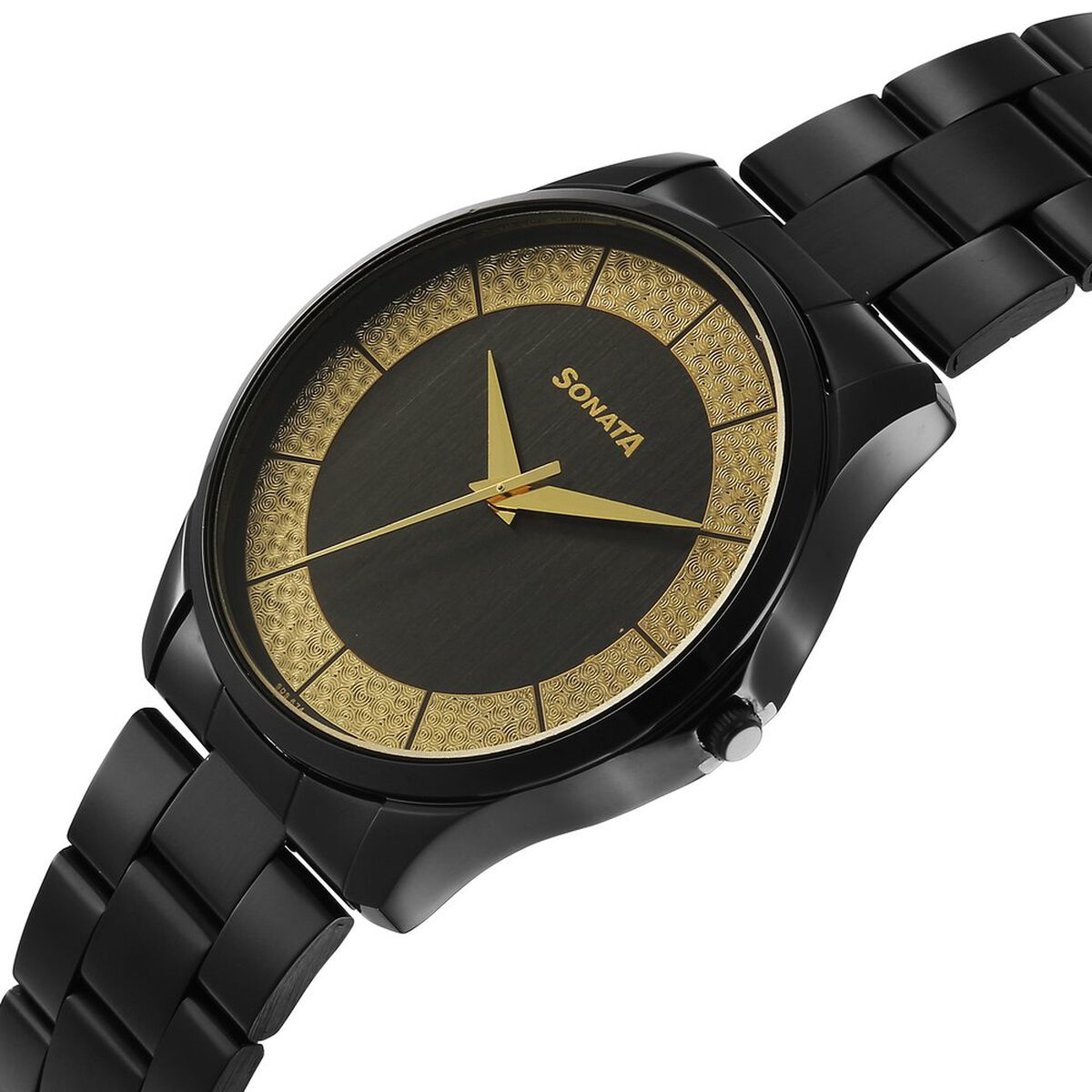 Sonata Traditional Essentials Quartz Analog Multicoloured Dial Black Metal Strap Watch For Men 5