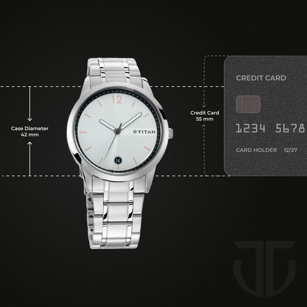 Titan Quartz Analog with Date White Dial Stainless Steel Strap Watch for Men 3