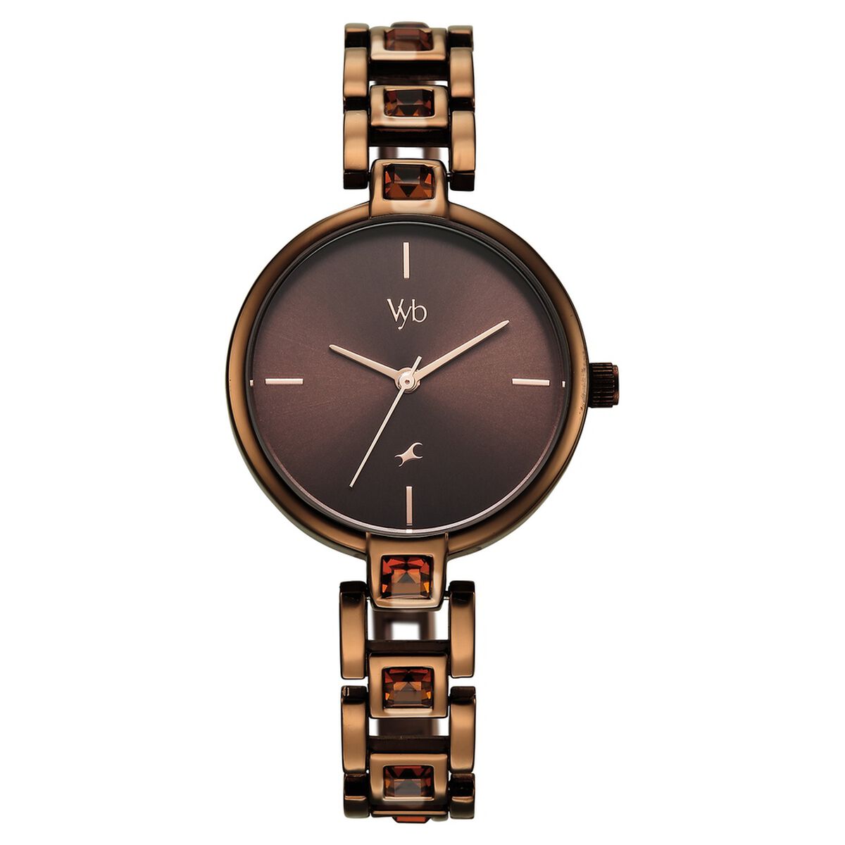 Vyb Manifester By Fastrack Quartz Analog Brown Dial Brown Metal Strap Watch For Girls 2