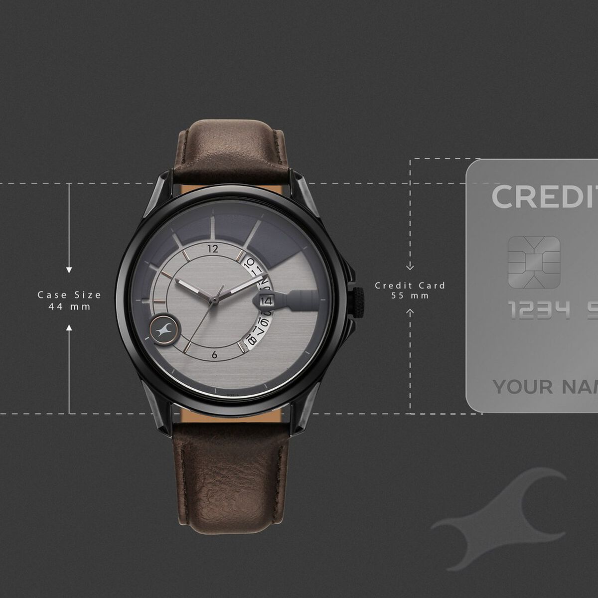 Fastrack Groove Quartz Analog with Date Two Toned Dial Brown Leather Strap Watch For Guys 4