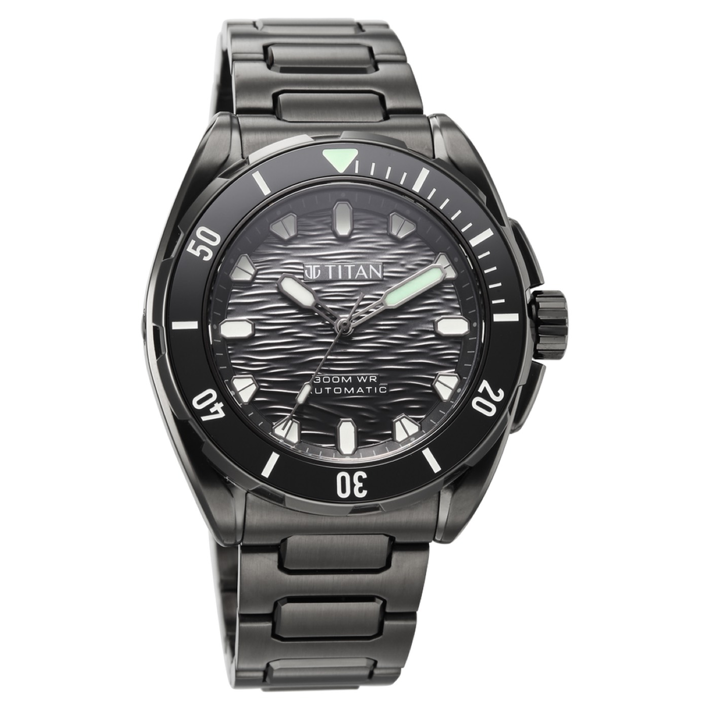 Titan Zero Hour Diver's 300m Automatic Analog with Black Dial Black Stainless Steel & Black FKM Strap Watch for Men 3