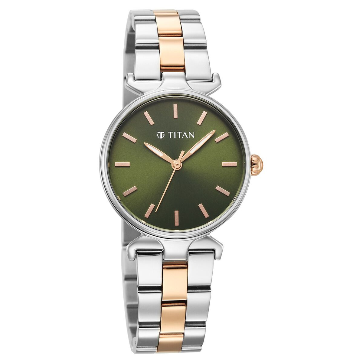 Titan Workday Edit Quartz Analog Green Dial Two Toned Stainless Steel Strap Watch For Women 2