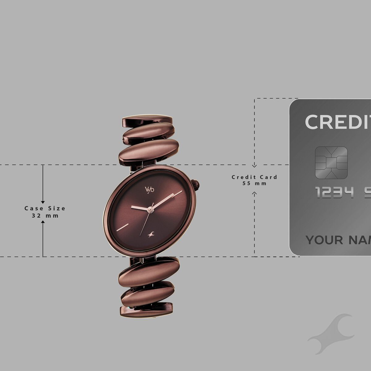 Vyb Successor By Fastrack Quartz Analog Brown Dial Brown Metal Strap Watch For Girls 4