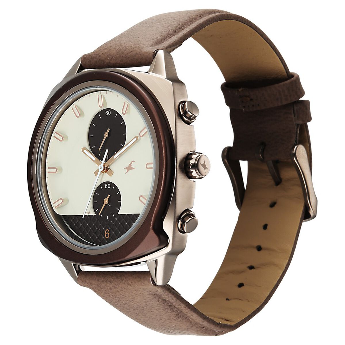 Fastrack Gelato Brown chronograph watch with Cookies n Cream dial for Guys 5