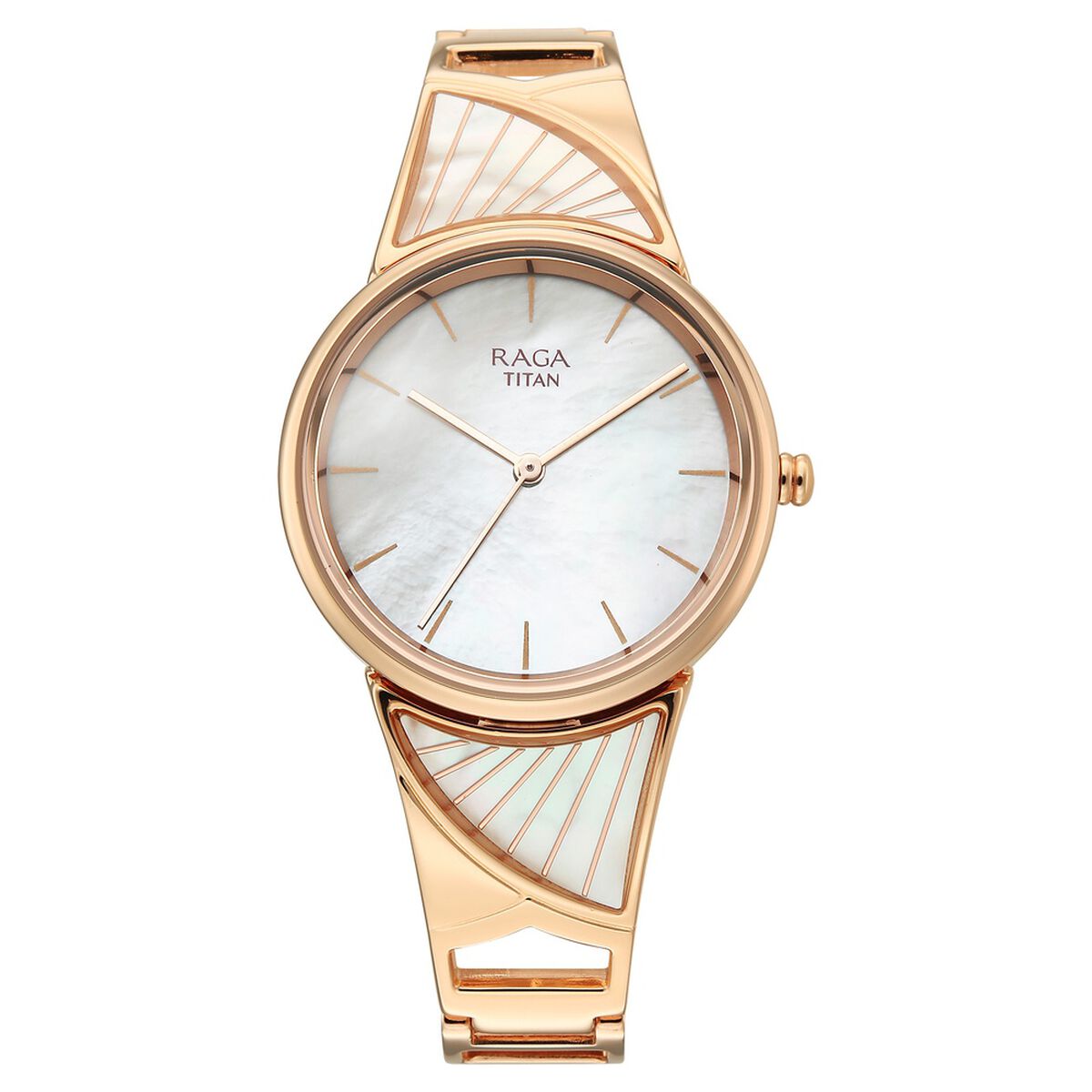 Titan Raga Power Pearls Quartz Analog Mother of Pearl Dial Rose Gold Metal Strap Watch For Women 2