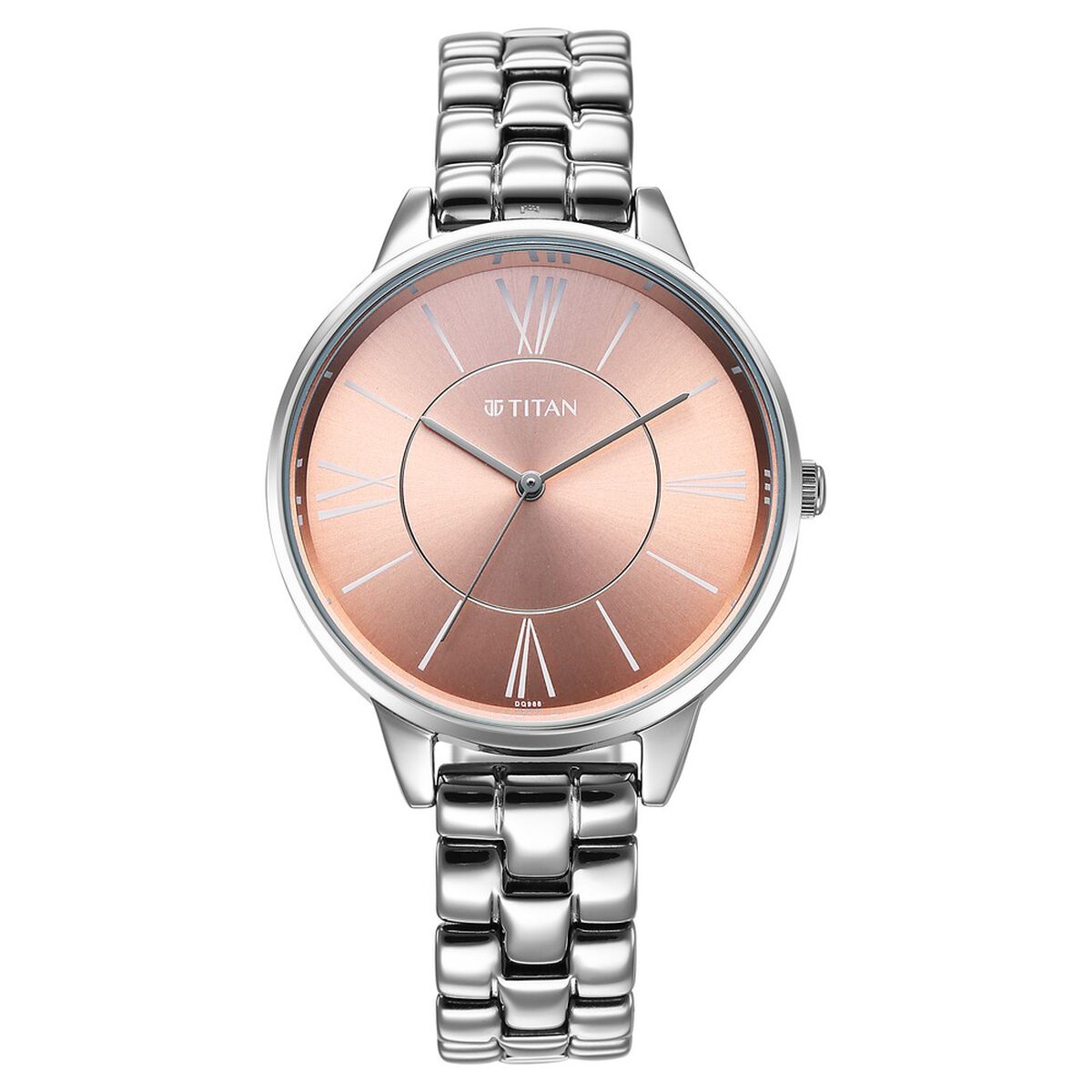 Titan Neo Quartz Analog Rose Gold Dial Silver Metal Strap Watch For Women 1