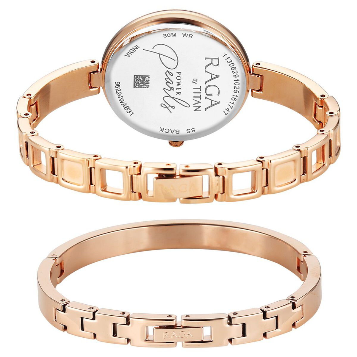 Titan Raga Power Pearls Quartz Analog Mother of Pearl Dial Rose Gold Metal Strap Watch For Women 5