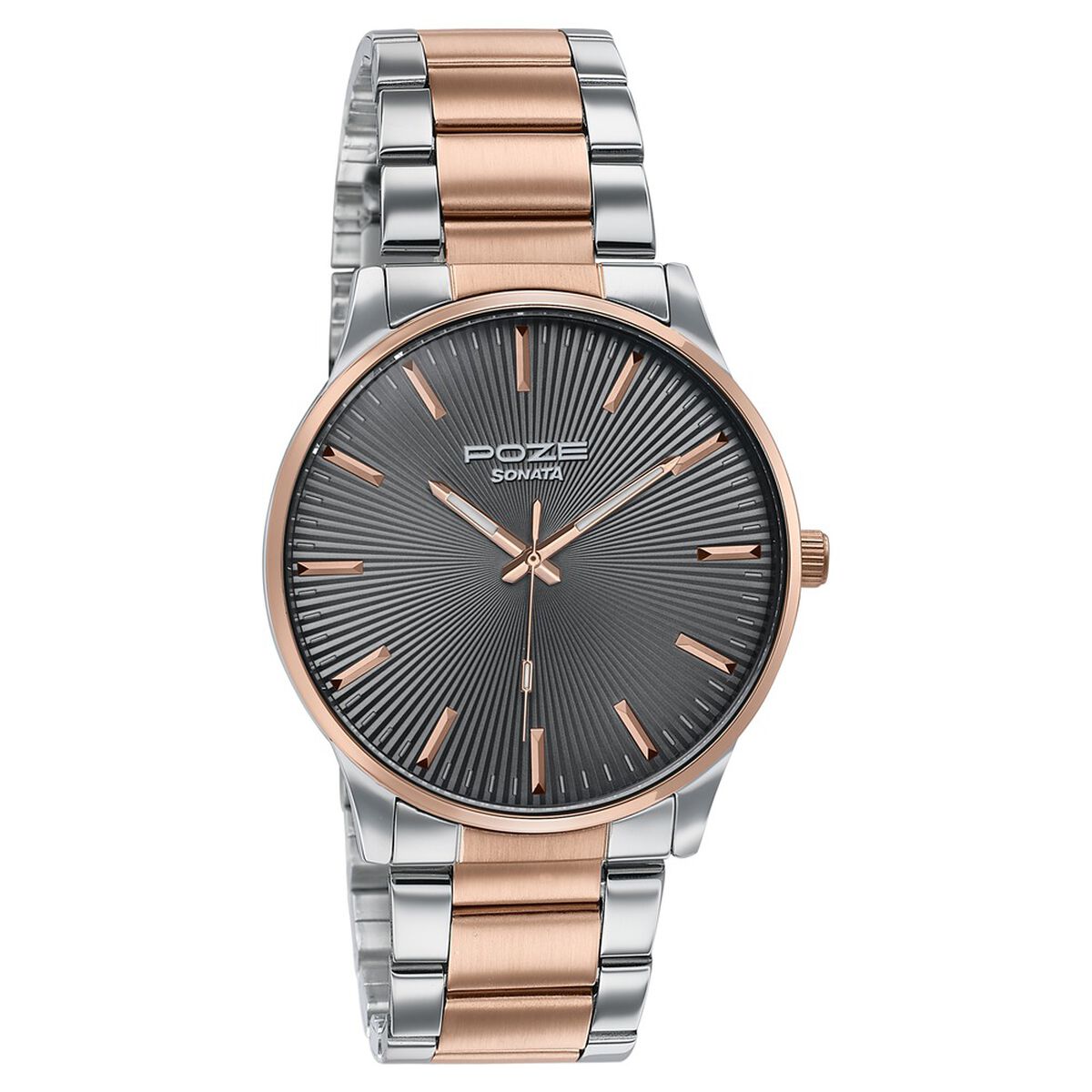 Poze By Sonata Quartz Analog Grey Dial Two Toned Stainless Steel Strap Watch For Men 3