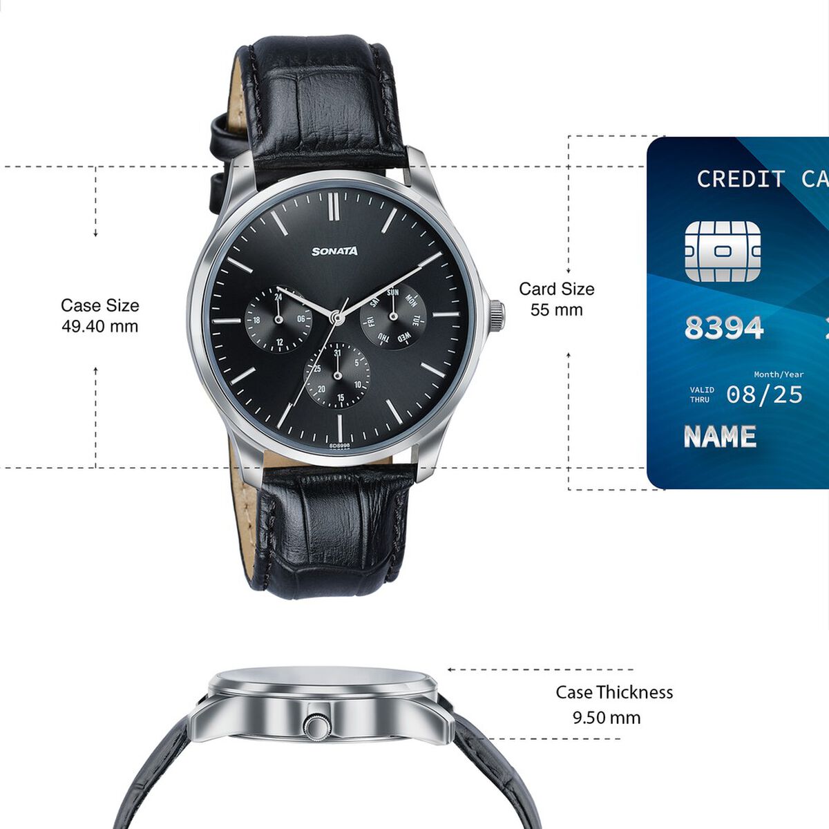 Sonata Men's Work Wear black dial Watch - Premium Multifunction design for everyday style 4