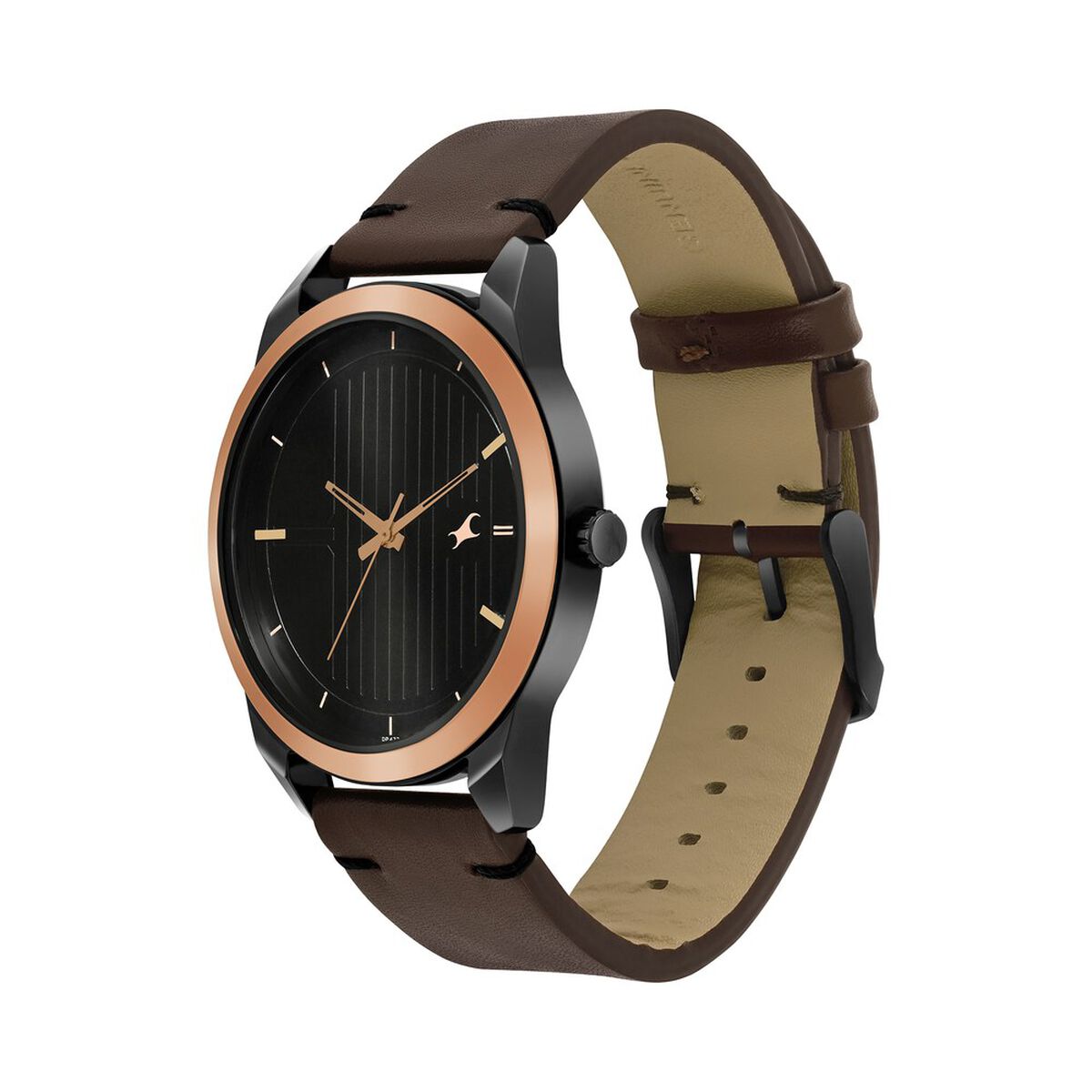 Fastrack Stunners Quartz Analog Black dial Leather Strap Watch for Guys 3
