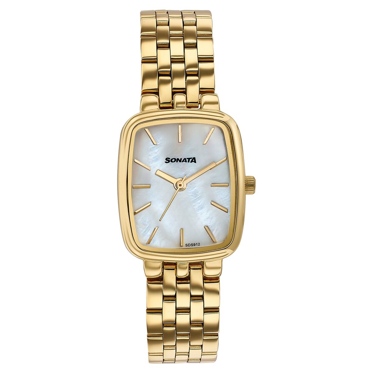 Sonata Festive Quartz Analog Mother Of Pearl Dial Gold Metal Strap Watch For Women 1