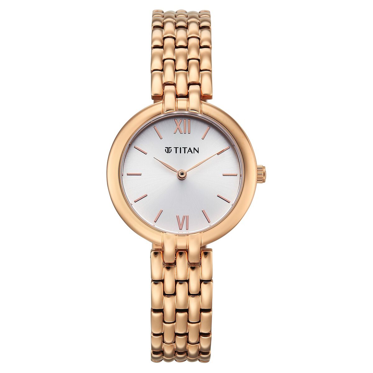 Titan Workday Wonders Quartz Analog Silver Dial Rose Gold Metal Strap Watch For Women 1