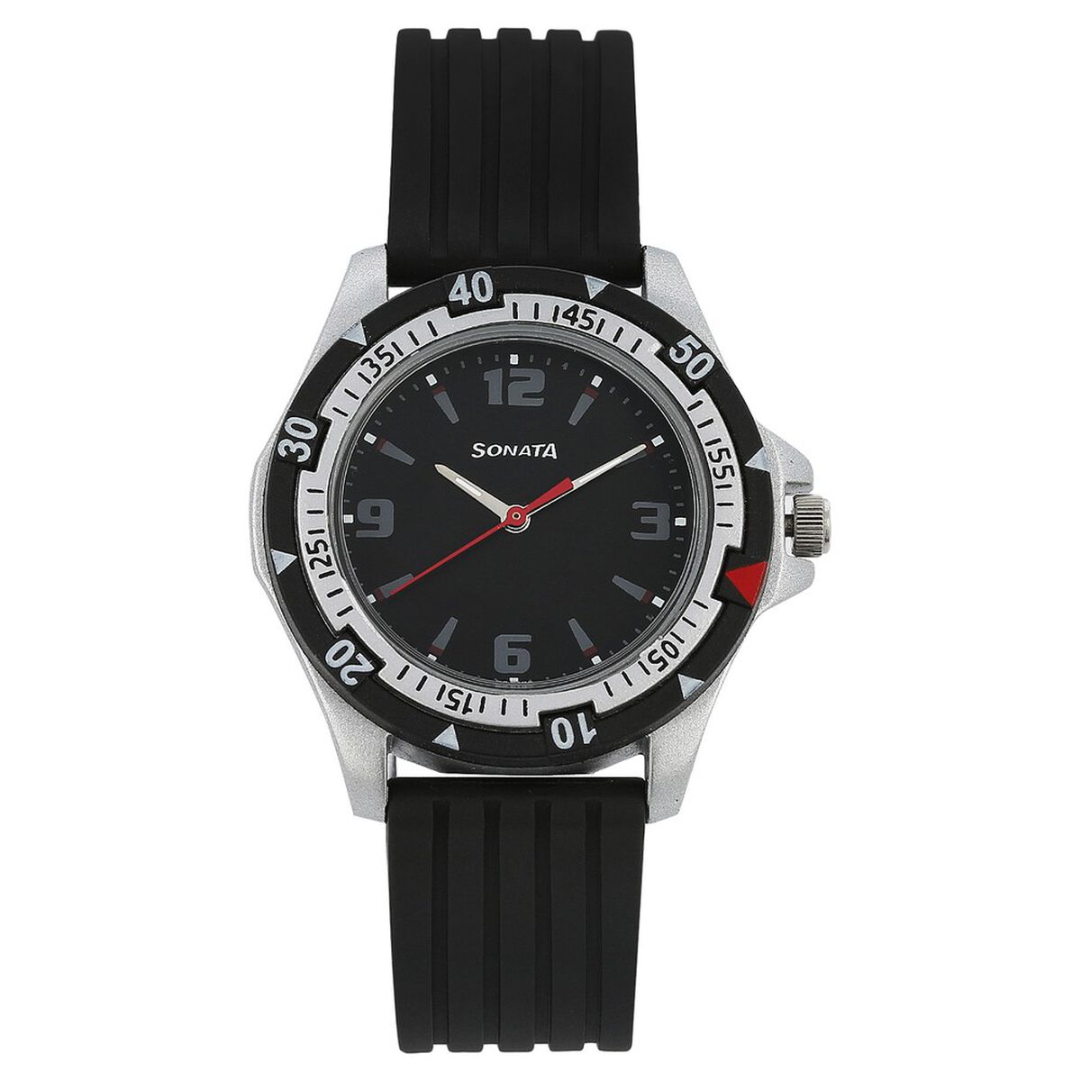 SF Quartz Analog Black Dial Plastic Strap Watch for Men 1