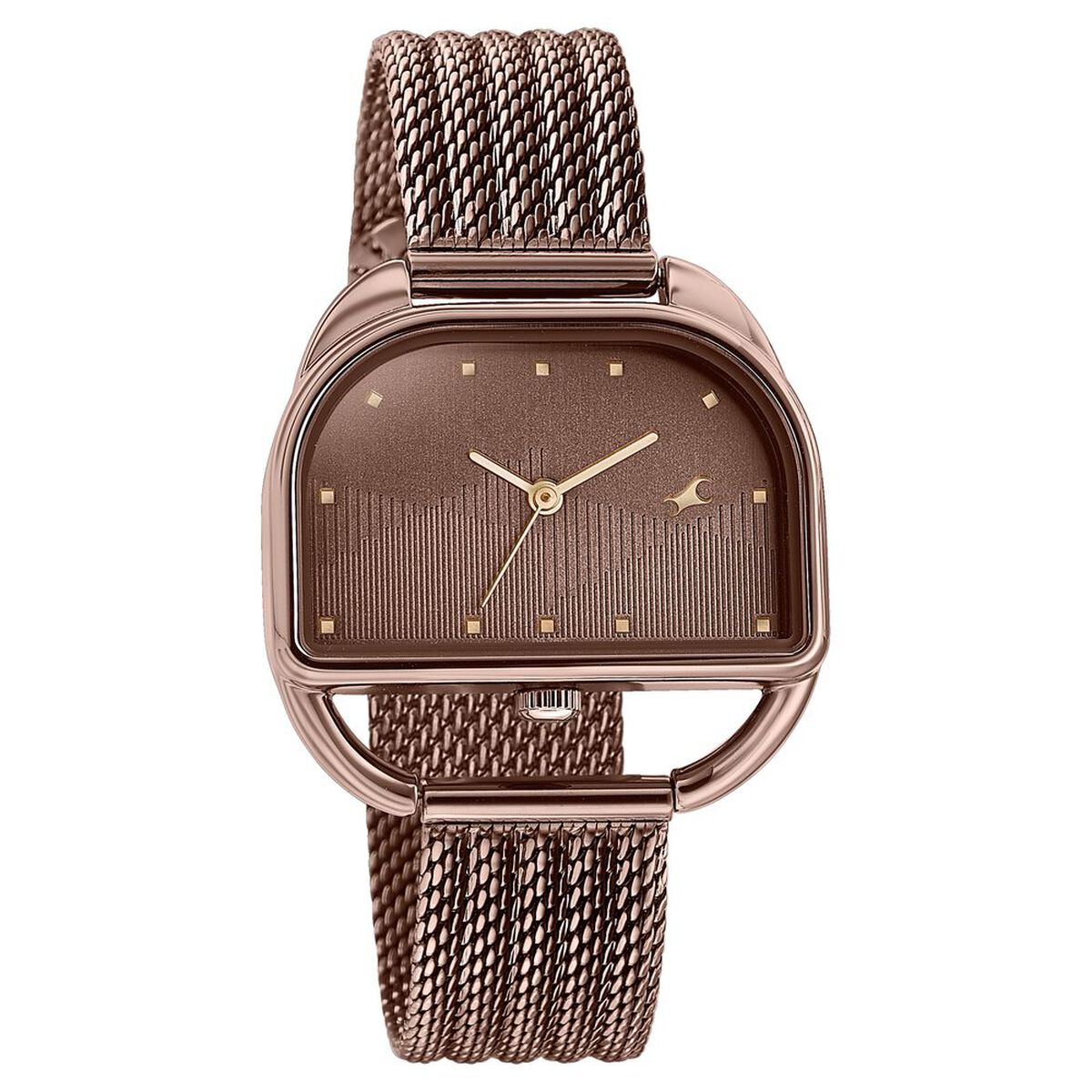 Fastrack Style Up Quartz Analog Brown Dial Brown Stainless Steel Strap Watch For Girls 2