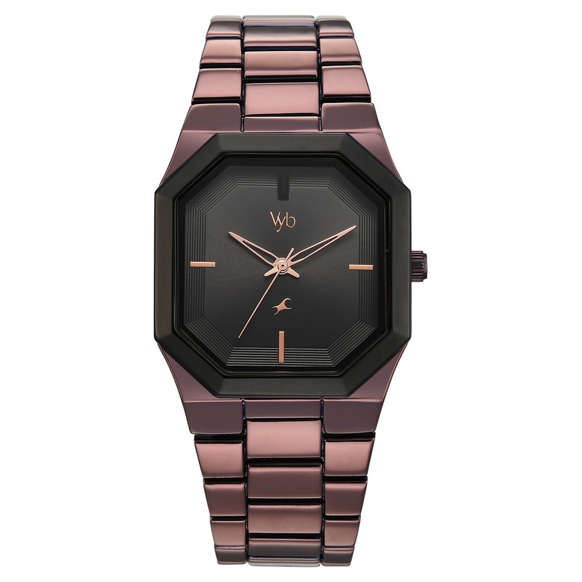 Vyb Pioneer By Fastrack Quartz Analog Black Dial Brown Metal Strap Watch For Guys 1