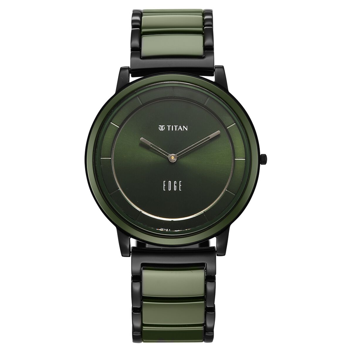 Titan Edge Melange Slim Steel & Ceramic Strap Green Dial Analog Watch For Men 1