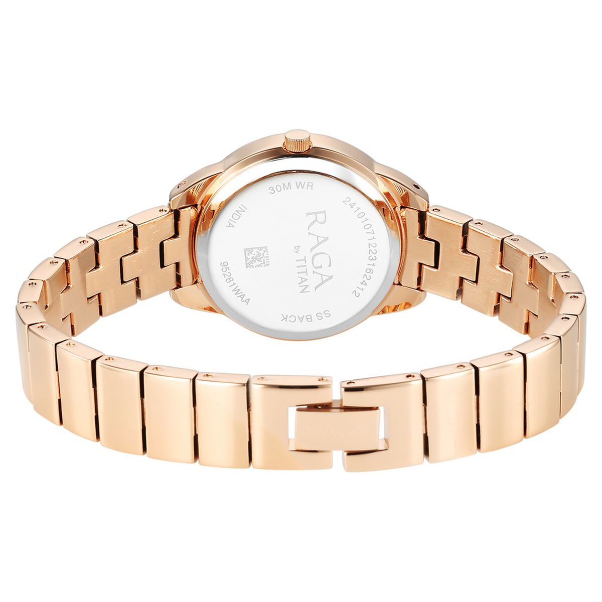 Titan Raga Showstopper Quartz Analog Pink Round Dial Rose Gold Metal Strap Watch For Women 5