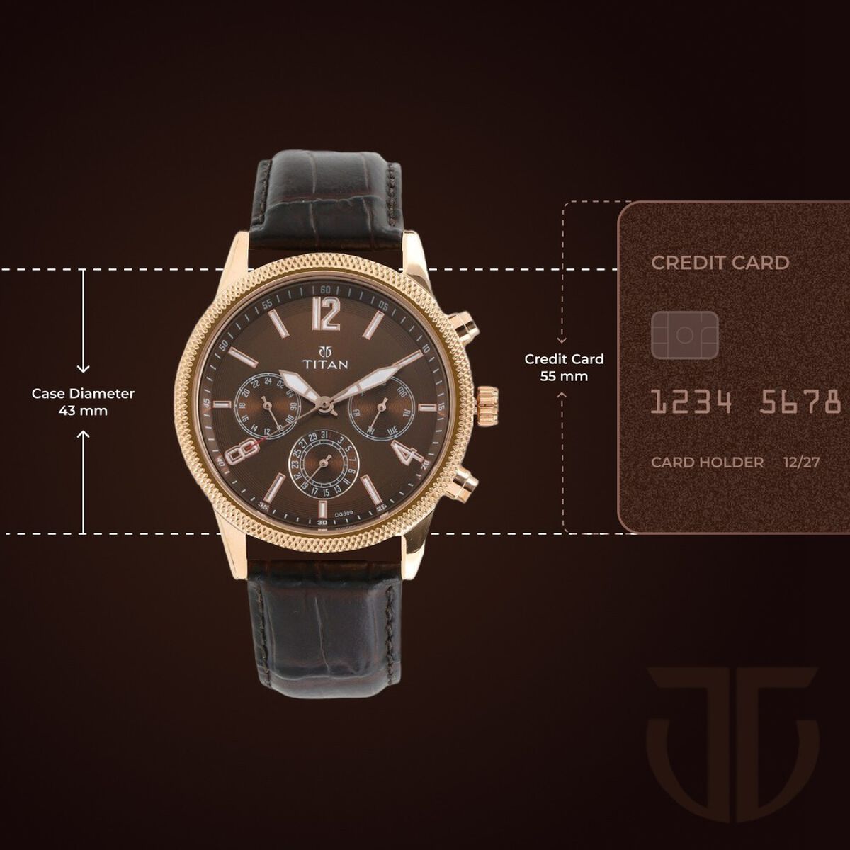 Titan Men's Metropolitan Luxe: Multifunction brown Dial with leather Strap 3