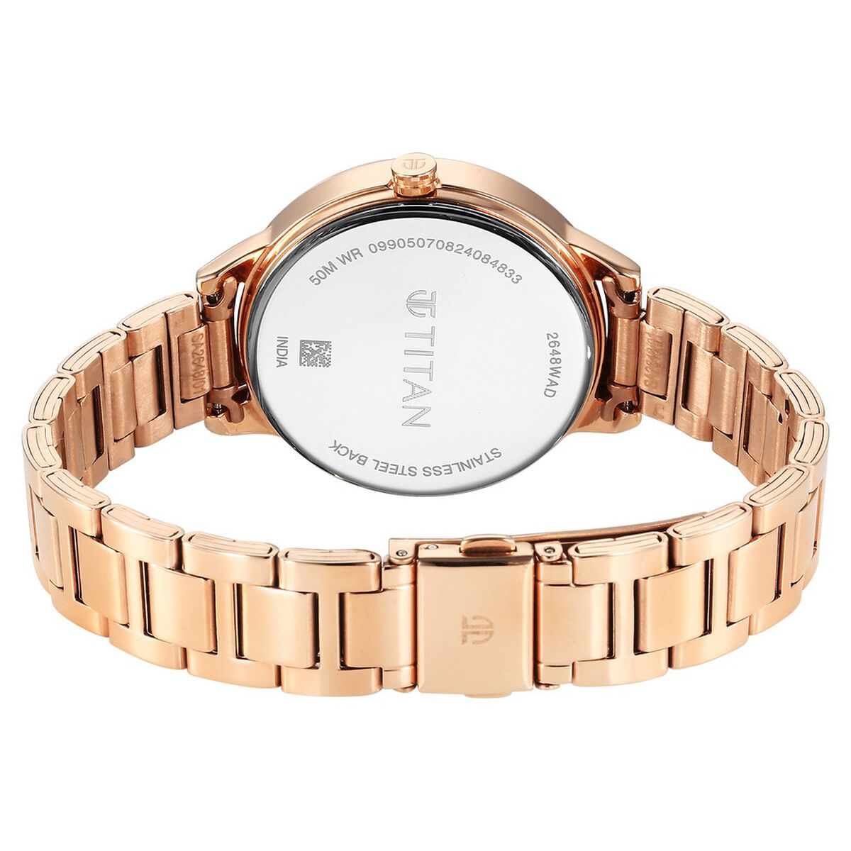 Titan Purple Razzle Dazzle Quartz Analog Rose Gold Dial Rose Gold Stainless Steel Strap Watch For Women 5