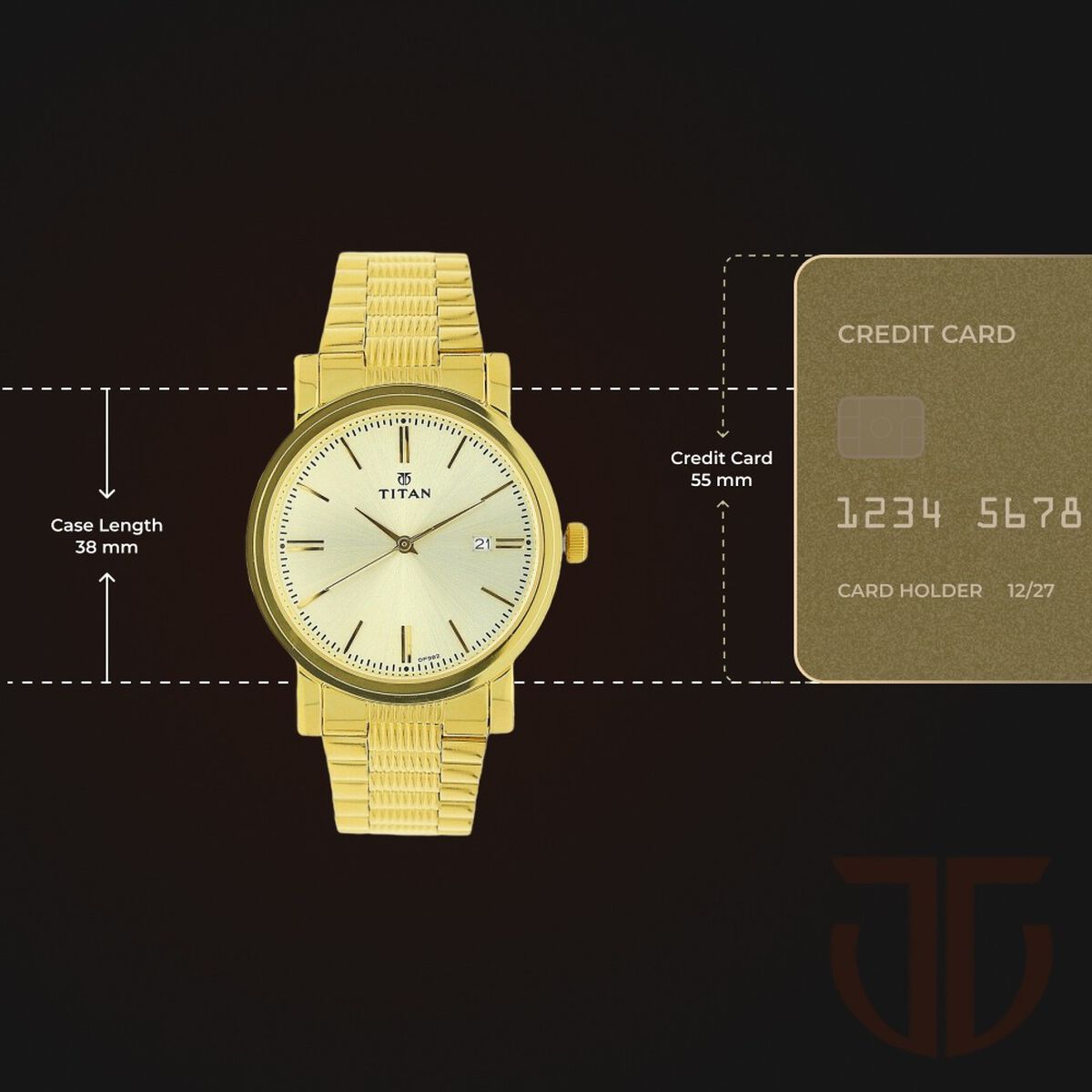 Titan Quartz Analog with Date Champagne Dial Golden Stainless Steel Strap Watch For Men 3