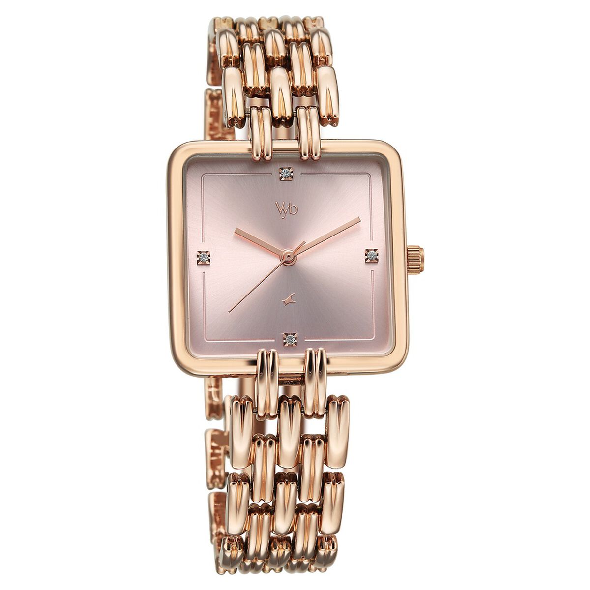 Vyb Minimalist By Fastrack Quartz Analog Pink Dial Rose Gold Metal Strap Watch For Girls 2