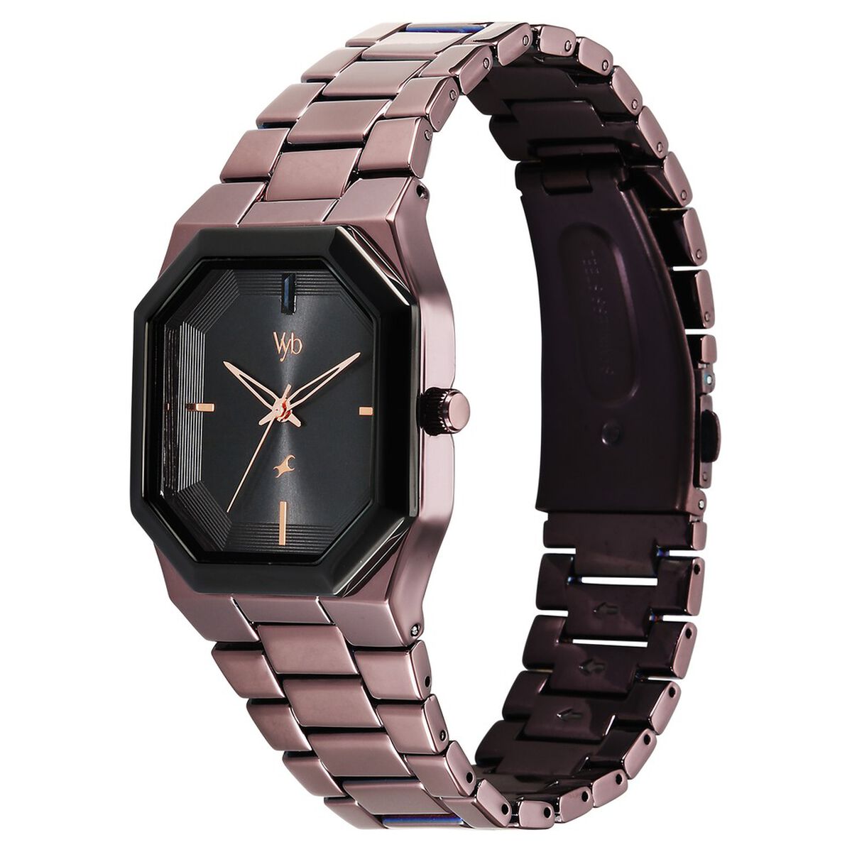 Vyb Pioneer By Fastrack Quartz Analog Black Dial Brown Metal Strap Watch For Guys 3