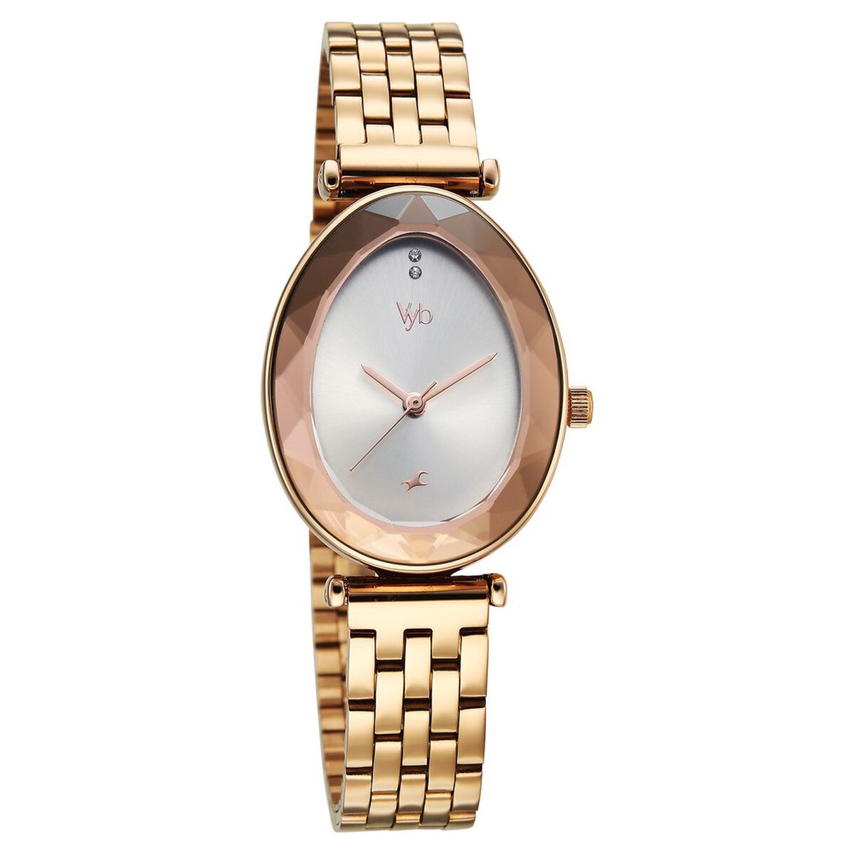 Vyb Prodigy By Fastrack Quartz Analog Silver Dial Rose Gold Stainless Steel Strap Watch For Girls 3