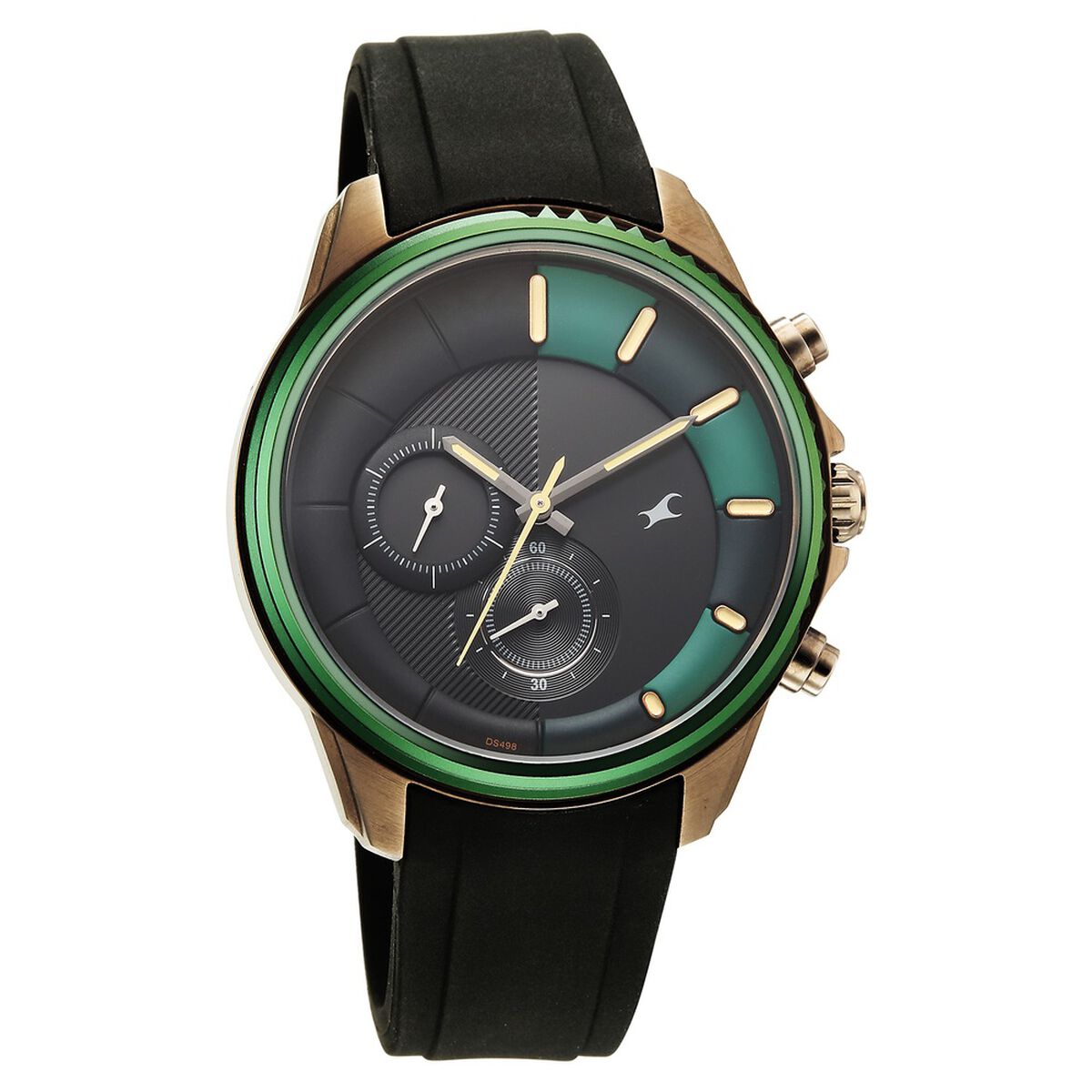 Fastrack Wild Quartz Chronograph Two Toned Dial Black Silicone Strap Watch For Guys 5