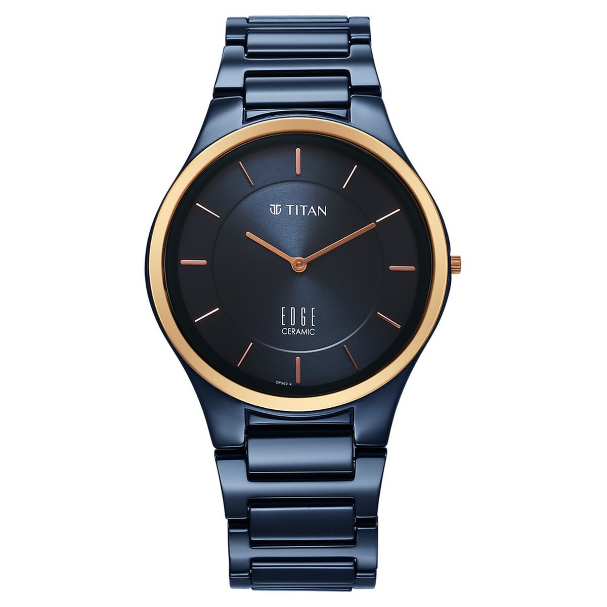 Titan Edge Bicolour Quartz Analog Blue Dial Blue Ceramic Strap Watch For Men 1
