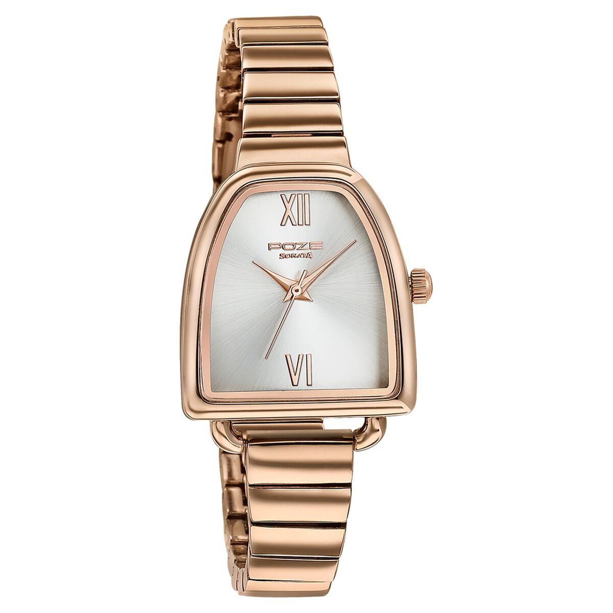 Poze By Sonata Quartz Analog Silver Dial Rose Gold Metal Strap Watch For Women 3