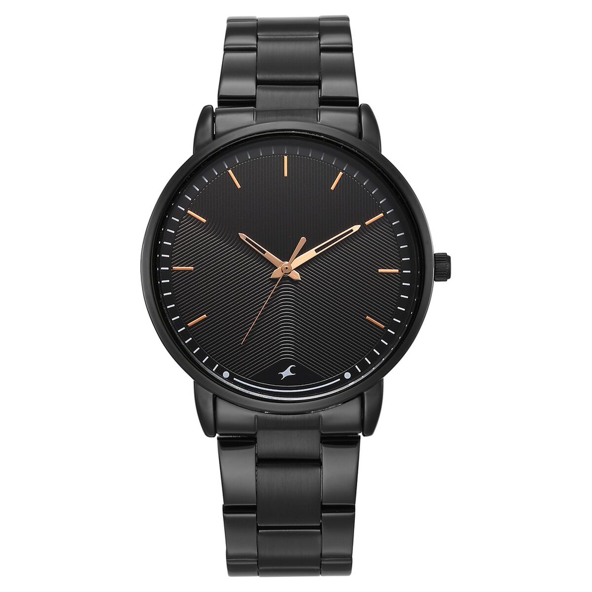 Fastrack Stunners Quartz Analog Black Dial Brown Stainless Steel Strap Watch For Guys 1