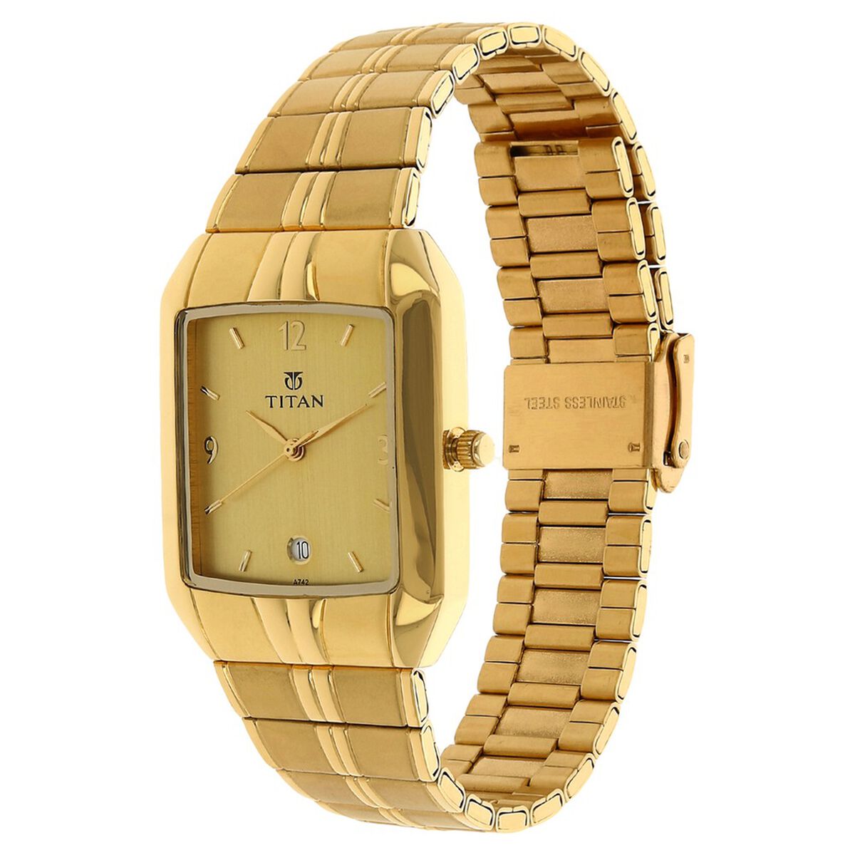 Titan Analog with Date Golden Dial Metal Strap watch for Men 2