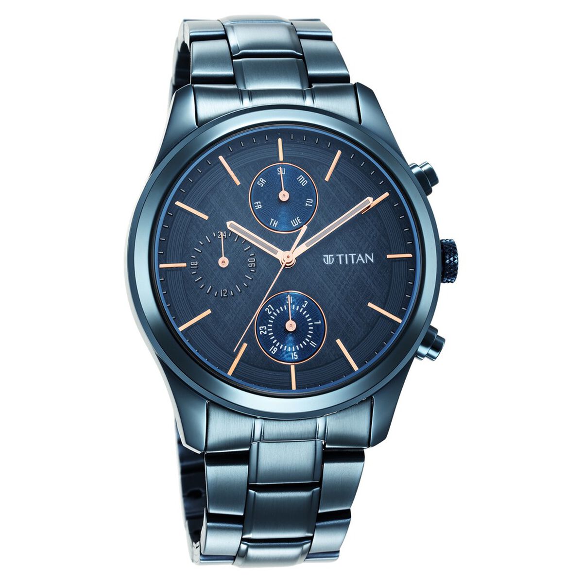 Titan Neo Splash Quartz Analog with Date Blue Dial Blue Stainless Steel Strap Watch For Men 2