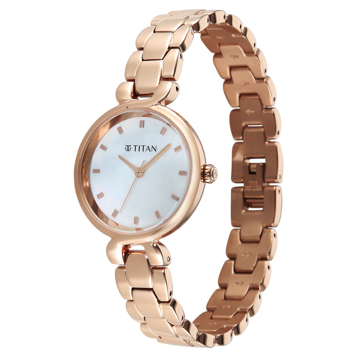 Titan Workday Edit Quartz Analog Mother Of Pearl Dial Rose Gold Stainless Steel Strap Watch For Women 3