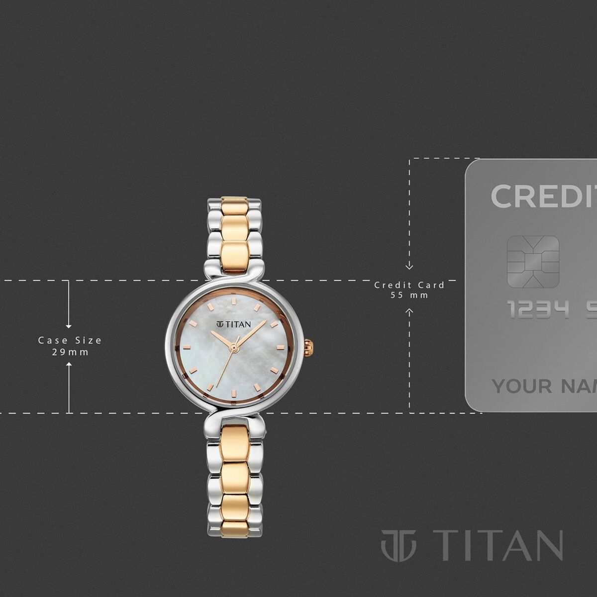 Titan Workday Edit Quartz Analog Mother Of Pearl Dial Two Toned Stainless Steel Strap Watch For Women 4