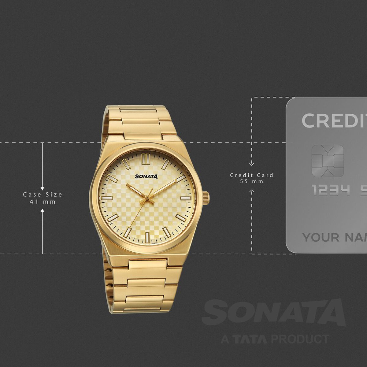 Sonata Festive Quartz Analog Golden Dial Metal Strap Watch For Men 4