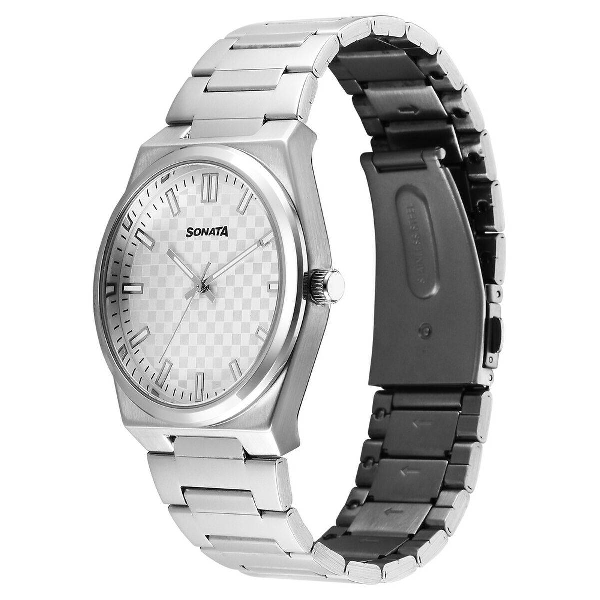 Sonata Festive Quartz Analog Silver Dial Metal Strap Watch For Men 2