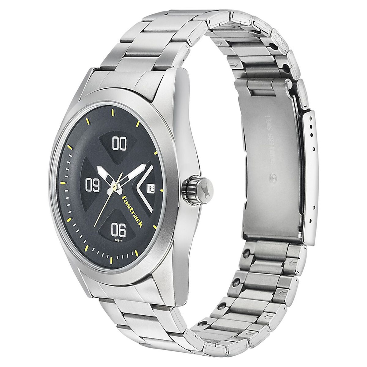 Fastrack Go Skate Quartz Analog with Date Black Dial Stainless Steel Strap Watch for Guys 3