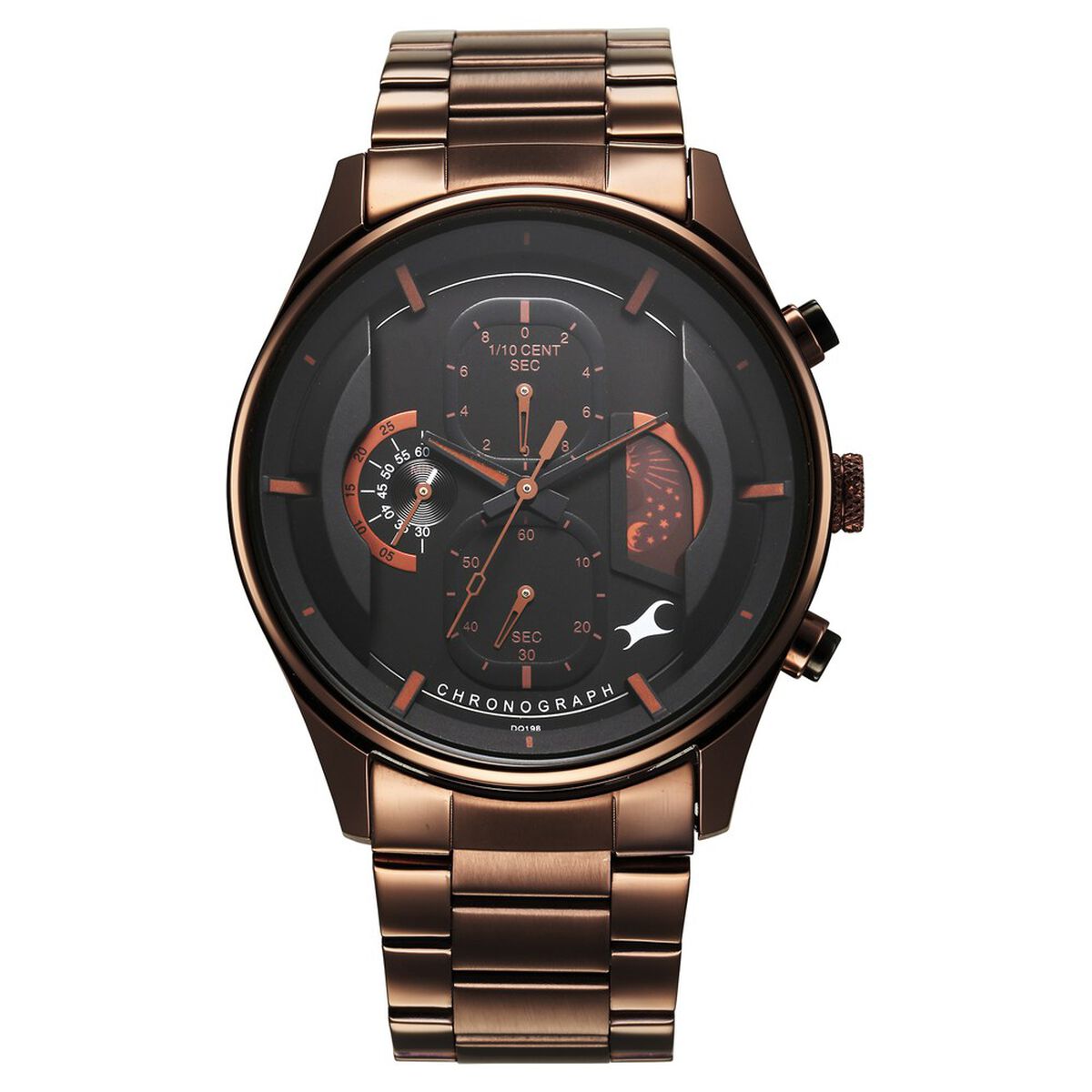 Fastrack Opulence Sun Moon Chronograph Black Dial Brown Metal Strap Analog Quartz Watch For Guys 2