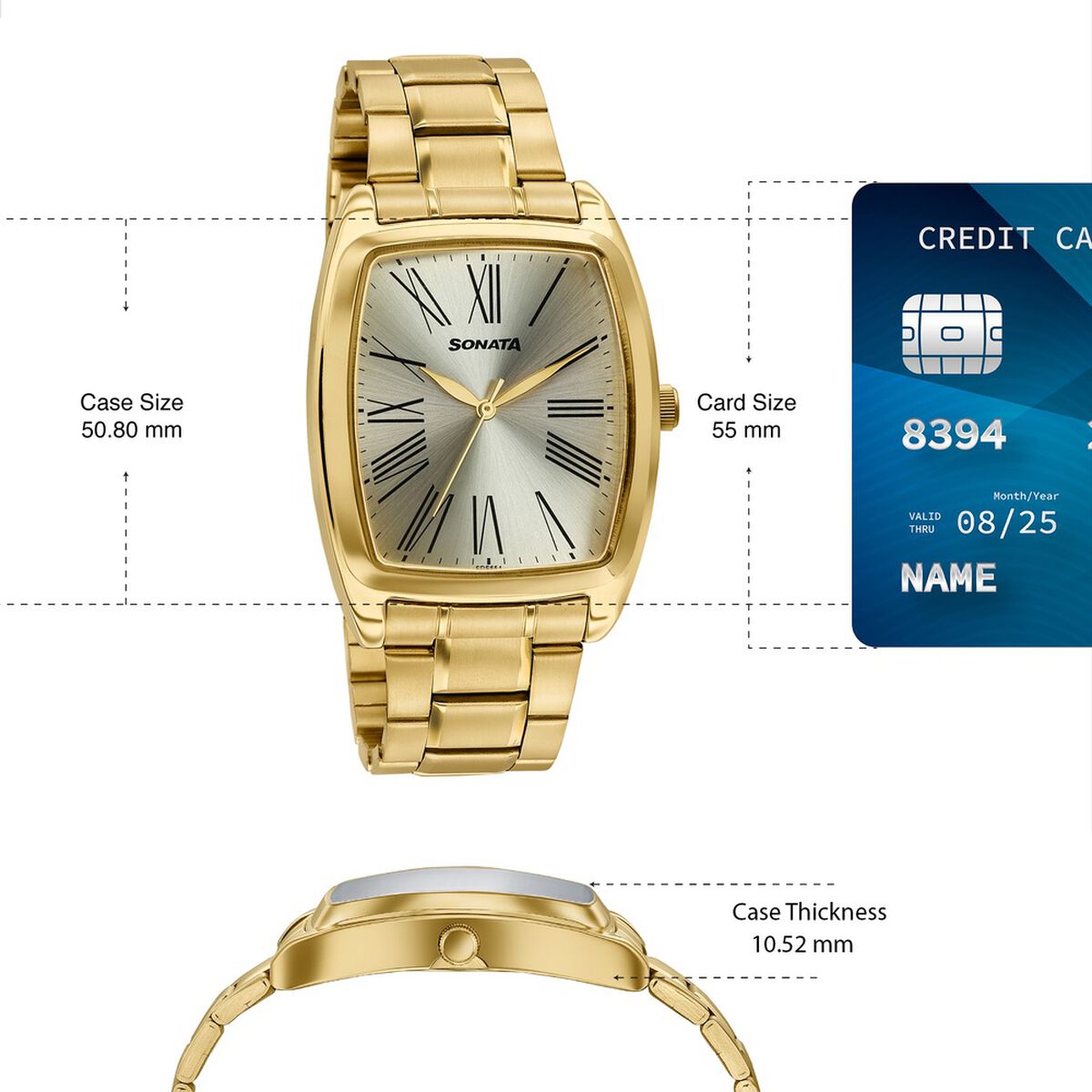 Sonata Ascent Gold Tonneau Watch for Men 3